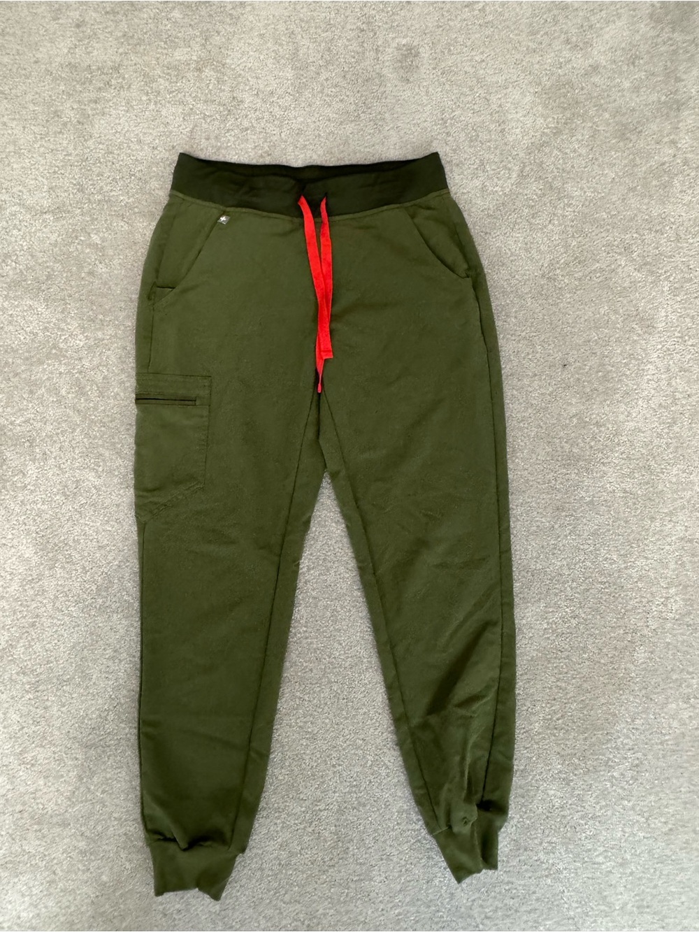 Figs Olive Green Joggers with Red Drawstring